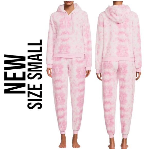 NEW Women's Pajama Gift Set PJs pajamas 2 Piece Hoodie hooded top Pants Pink Top - Picture 1 of 10